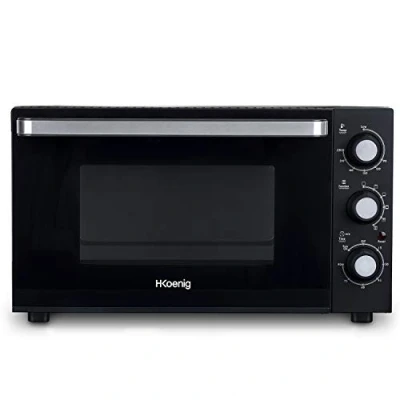 Afbeelding van H.Koenig FO30 Mini oven, elektrisch, 30 l, compact, multifunctioneel, krachtig, 1500 W, programmeerbaar, 6 modi, 230 graden, timer 60 minuten, glazen deur, dubbele beglazing, kookplaat met