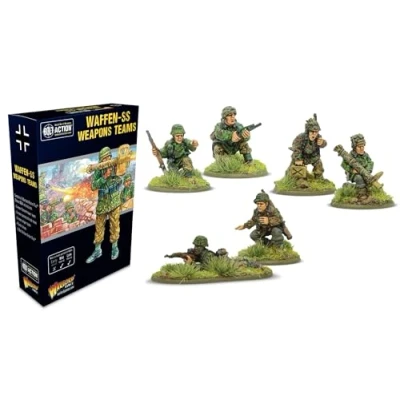 Afbeelding van Warlord Games Waffen SS wapenteams (1943 45) 28 mm schaalminiaturen voor boutactie zeer gedetailleerde miniaturen uit de Tweede Wereldoorlog tafeloorlogsspel