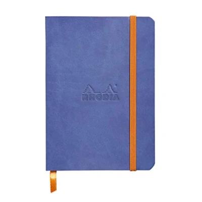 Afbeelding van Rhodiarama Notizbuch Softcover A6 72 Blatt Dot Lineatur saphirblau 90g, mit Gummizugverschluss