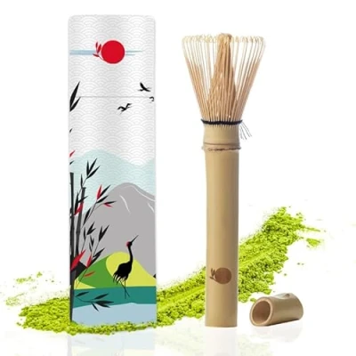 Afbeelding van ORIGEENS matcha bamboe garde met lange steel kleine traditionele voor latte / theeceremonie thee op reis