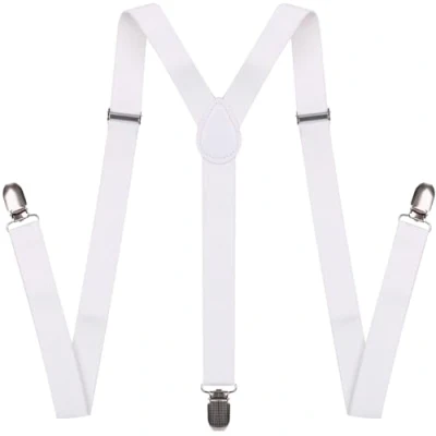 Afbeelding van NestNook Verstelbare Y vormige bretels, 2,5 cm breed, voor dames en heren, Wit.