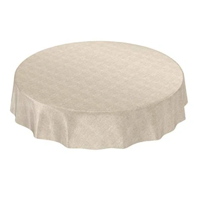 Afbeelding van ANRO Tafelkleed tafelzeil linnenlook beige rond 120cm