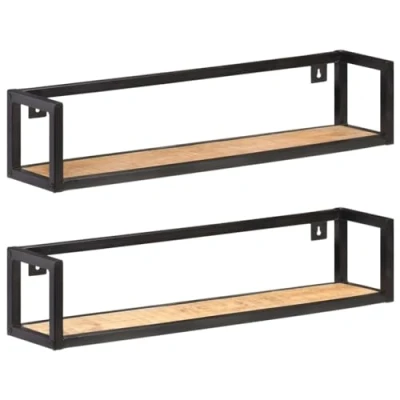 Afbeelding van vidaXL Wandschappen 2 st 80 cm ruw mangohout