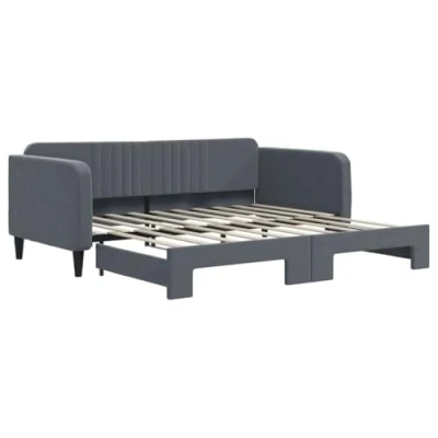 Afbeelding van vidaXL Slaapbank met onderschuifbed 90x190 cm fluweel donkergrijs