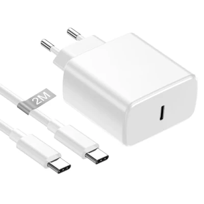 Afbeelding van 45 W snellader USB C en 2 m naar kabel voor Samsung Galaxy S24/S23/S22/S21 Ultra/S20/S20+/Note 20/10/9/8/A73/A53/A52/S10/S9, oplader Fast Charger wit
