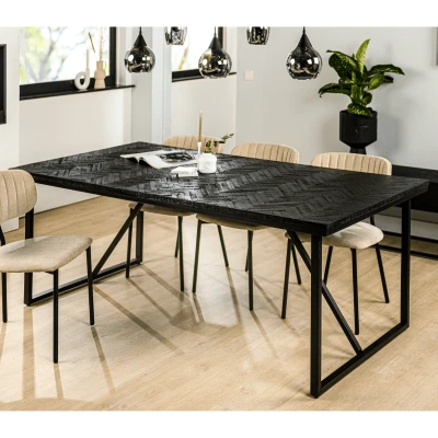 Afbeelding van Reinier eettafel teakhout zwart 160x90 cm