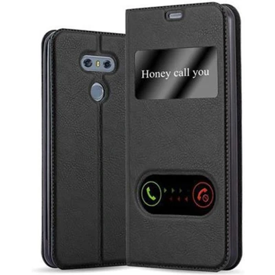 Afbeelding van Cadorabo Hoesje geschikt voor LG G6 in KOMEET ZWART Beschermhoes met magnetische sluiting, standfunctie en 2 kijkvensters Book Case Cover Etui