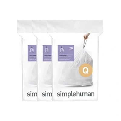 Afbeelding van simplehuman Custom fit bin Liner Size, 3 x 20 Pack, Code Q — 50 65L Wit, 60