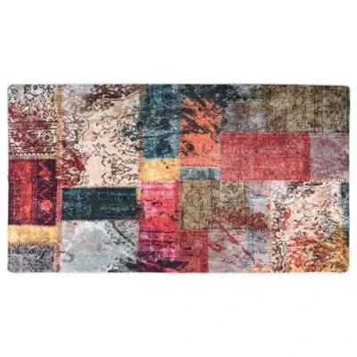 Afbeelding van Vloerkleed wasbaar anti slip patchwork 190x300 cm meerkleurig