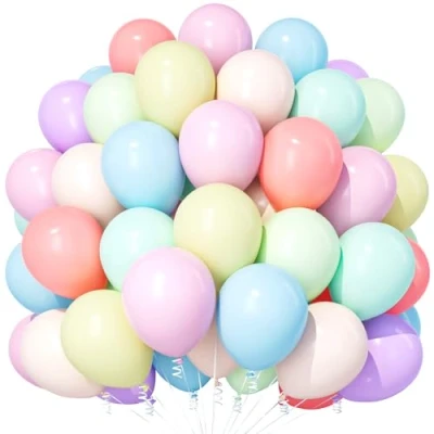 Afbeelding van Teselife 100 stuks regenboogmacaron latexballonnen voor vrouwen en meisjes, verjaardagsfeestballonnen, bruiloft, verloving, feestdecoratie, 30,5 cm, pastelregenboog