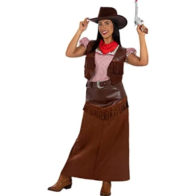 Afbeelding van Funidelia Cowgirlkostuum Deluxe voor vrouwen Cowboys, Indianen, Western Kostuum Volwassenen Accessoire verkleedkleding en rekwisieten Halloween, carnaval &amp; feesten Maat S Bruin
