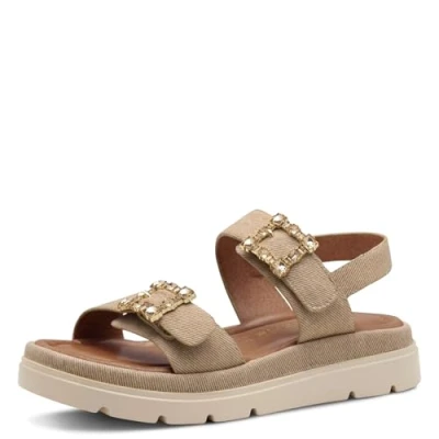 Afbeelding van Tamaris Sandalen met plateauzool, Dames, Maat: 40, Tan Schoenen