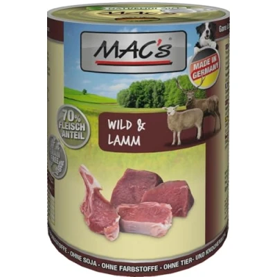 Afbeelding van MAC’s Hondenvoer Natvoer Blik 70% Wild &amp; Lam 6 x 400g
