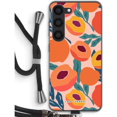 Afbeelding van Case Company® hoesje met Koord geschikt voor Samsung Galaxy S23 Perzik Telefoonhoesje Zwart Bescherming aan alle Kanten en Over de Schermrand