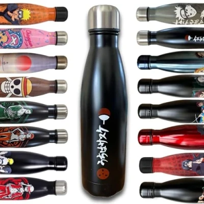 Afbeelding van Hômadict Naruto Thermosfles, roestvrij staal, herbruikbaar, logo Uchiwa, houdt 12 uur warm en koud, voor sport, reizen, dagelijks gebruik, 500 ml, BPA vrij, officiële licentie