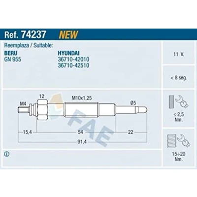 Afbeelding van FAE 74237 Gloeibougie 11V M 10x1,25