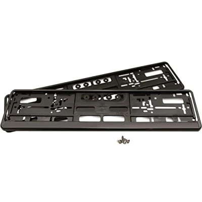 Afbeelding van eTopio® Nummerplaathouder met 4 schroeven, houder voor EU nummerplaten, 520 mm x 110 mm, premium kwaliteit, zwart, 2 stuks
