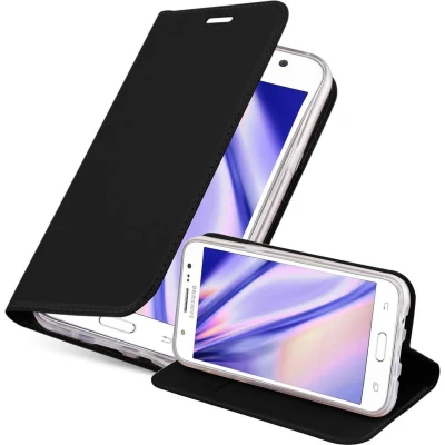Afbeelding van Cadorabo Hoesje geschikt voor Samsung Galaxy J5 2015 in CLASSY ZWART Beschermhoes met magnetische sluiting, standfunctie en kaartvakje Book Case Cover Etui