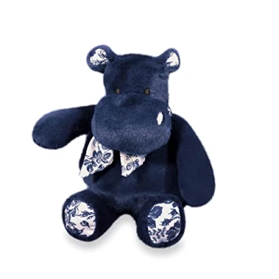Afbeelding van Histoire d&#039;Ours Nijlpaard pluche HIPPO Bandana Marineblauw 22 cm Zacht en schattig voor knuffels Cadeau idee geboorte verjaardag kinderen HO3178