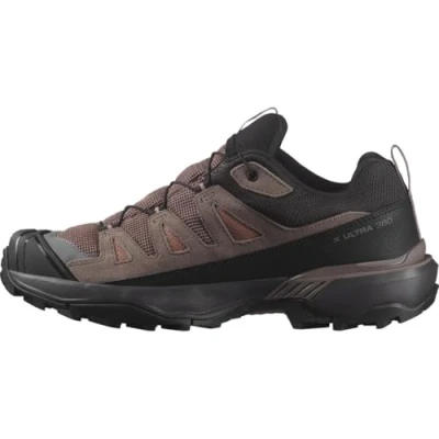 Image de Salomon X Ultra 360 Leather Gore tex Chaussures de randonnée pour femme, Cognac Peppercorn Black, 41.5 EU