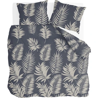 Afbeelding van Byrklund Dekbedovertrek Pretty Palm 200x220 100% Katoen Grijs / Blauw