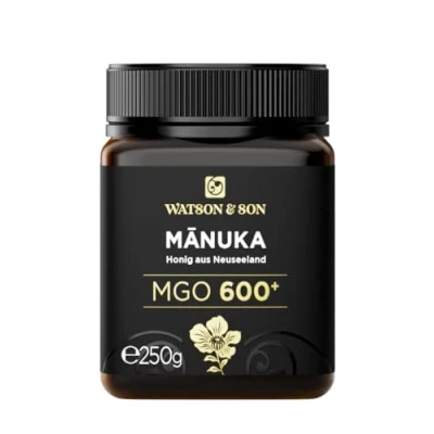 Afbeelding van Manuka honing MGO 600+ 250g van Watson &amp; Son Gecertificeerde premium kwaliteit uit Nieuw Zeeland