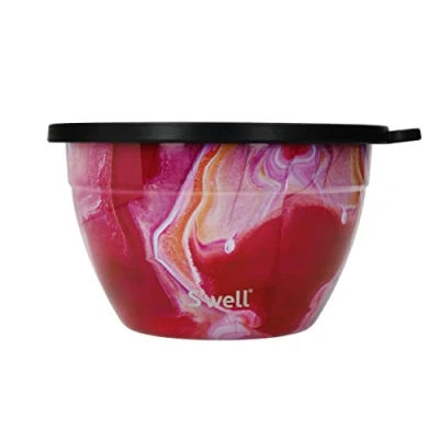 Afbeelding van Saladekom Set Agaat Roze Met apart dressing reservoir 1,9Liter Duurzaam S&#039;Well Rose Agate