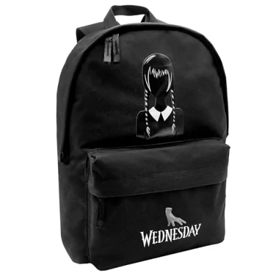 Afbeelding van ToyBags Wednesday American Schoolrugzak, uniseks, kinderen, zwart, L, zwart.
