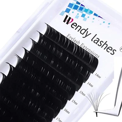 Afbeelding van KH 0.05 C MIX14 20, Russische wimperextensions, 0,05 mm, uniseks, 14 20 Easy Fan Lashes, 3D, 6D, 7D, 8D, 10D, wimperboeket, zijde, professionele wimperverlenging