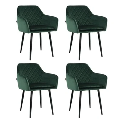 Afbeelding van Lina® Noble Eetkamerstoelen Groen Set van 4 Velvet