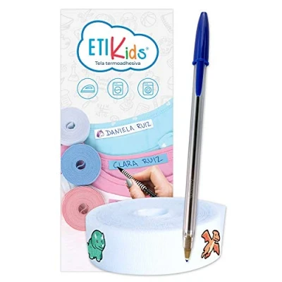 Afbeelding van ETIKIDS Etiketten + pen voor het markeren van kinderkleding (dinosaurus)