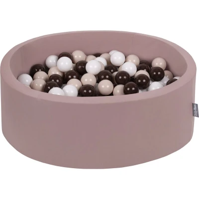 Afbeelding van KiddyMoon rond ballenbad 90x30cm/200 ballen 7cm ballenbakken voor baby&#039;s peuterspeelbad, made in the eu, erika kleuren: wit/bruin/wit