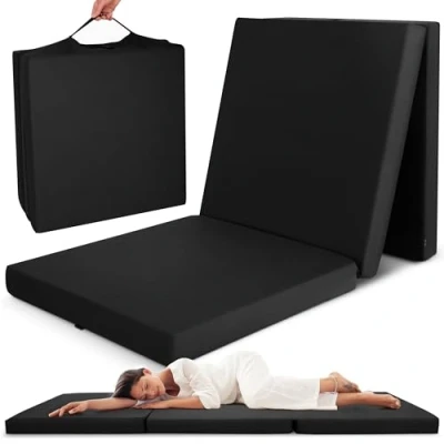 Afbeelding van Beautissu Comfort Logeermatras Opvouwbaar met Schuimstofvulling 195x120cm Zwart Gemiddeld