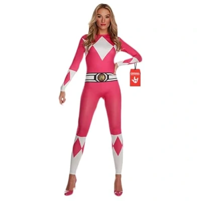Afbeelding van Morphsuit Power Rangers kostuum voor volwassenen, roze, Rangers, Halloween maat S