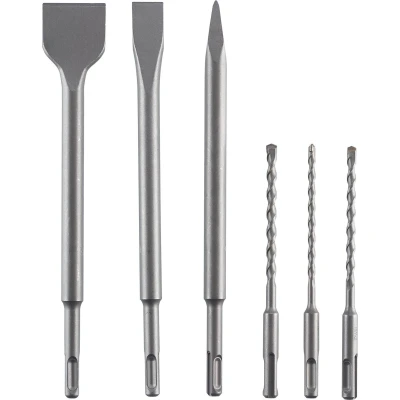 Afbeelding van Set SDS+ boren/beitels 6PCS boren (5.5, 6 en 7mm) 3 beitels (puntbeitel, vlakbeitel, spadebeitel)