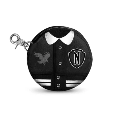 Afbeelding van Wednesday Varsity Casual Cookie Portemonnee, Zwart, Eén maat, zwart., Voor volwassenen, uniseks