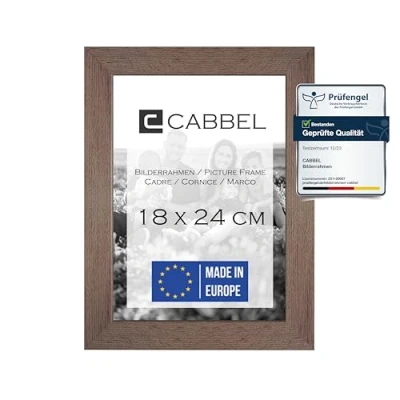 Afbeelding van CABBEL Fotolijst, stabiel mdf hout, onbreekbaar plexiglas, om op te hangen, ideaal voor foto&#039;s/afbeeldingen/collage, donker eikenhout, 18 x 24 cm
