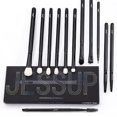 Afbeelding van Jessup T322 Professionele make upkwastenset, 12 stuks, natuurlijke synthetische haren voor oogschaduw, wenkbrauwen, eyeliner