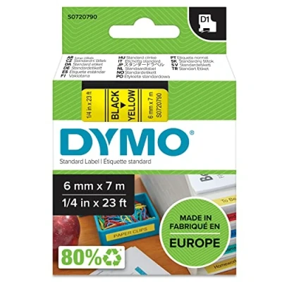 Afbeelding van Dymo 43618 (S0720790) Tape Zwart op geel (6 mm)