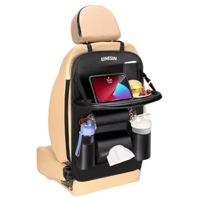 Afbeelding van Einesin 1Pc Organisateur Voiture avec Plateau pour tablette Siege arriere, Imperméabl Protection Enfant table pliante, plusieurs poches Multifonction (1)