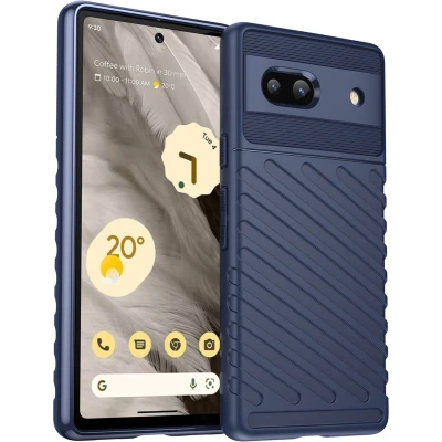 Afbeelding van iMoshion Hoesje Siliconen Geschikt voor Google Pixel 7a Rugged Shield Backcover Donkerblauw