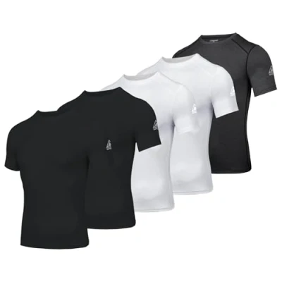 Afbeelding van AMZSPORT Compressietop voor heren, sportshirts met korte mouwen, basislaag, 112070 2b2w1g, L