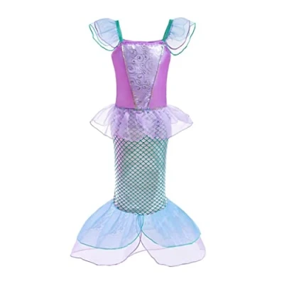 Afbeelding van Lito Angels Disguise Princess Ariel Zeemeermin Kostuum voor Meisjes, Verjaardagsfeest, Halloween, Carnaval, Maat 2 3 jaar, Paars (stoffen label 100)