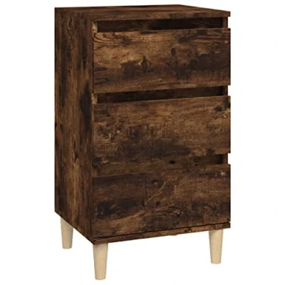Afbeelding van Nachtkastje 40x35x70 cm bewerkt hout gerookt eikenkleurig