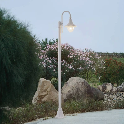Afbeelding van Lindby buitenlamp Daphne, 220 cm, wit, metaal, E27