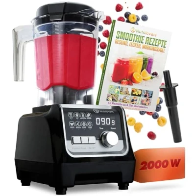 Afbeelding van Nutri BLENDER MAX+ krachtige blender, 2000 W, professionele smoothie mixer, 2 liter, Tritan, BPA vrij, 9 niveaus, digitale timer met receptenboek