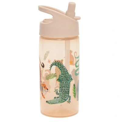 Afbeelding van Petit monkey drinkfles met rietje upside down animals 380 ml