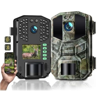 Afbeelding van WOLFANG caméra de chasse 64 MP 4K HD 4 K, WiFi Bluetooth, avec vision nocturne activée par le mouvement, étanchéité IP66, temps déclenchement 0,1 s pour l&#039;enregistrement la