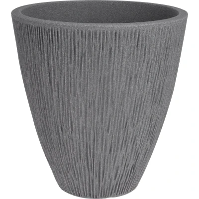 Afbeelding van Bloempot geribbeld Lava look rond 38cm Lichtgrijs