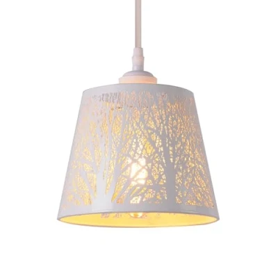 Afbeelding van AIRTWESD E27 Indoor Hanglampen Wit Metaal Vintage Plafondlamp Antieke Verlichting Hanglamp Kroonluchter Deksel (zonder lamp)